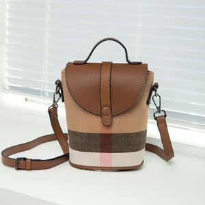 Checkered Mobile Phone Texture Small Bucket Versatile Single Shoulder Crossbody Women s Bag New Internet Celebrity with Leather Handbag factory direct sales