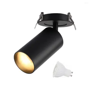 Ceiling Lights Black White Gold Embedded Vintage Industrial Rotatable 360° Light GU10 Replaceable Bedroom Store Aisle Fixture