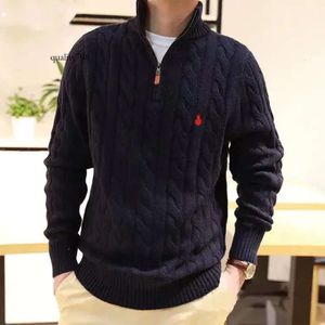 Casual Burberies Burbreries Designer Winter Color Mens Sweaters Polo Loose Zip Half Knitted Pullover Pure Pony Men 2164 14