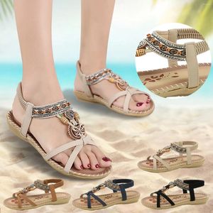 Sandalen Mode Frauen Casual Offene spitze Flache Strass Bequeme Weiche Unterseite Chunky Für Ferse Keil