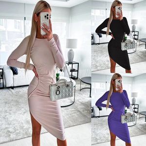 Casual Dresses 2024 Autumn Winter Back Sexy Solid Bodycon Hip Wrap Black Backless Midi For Women Robe Femme