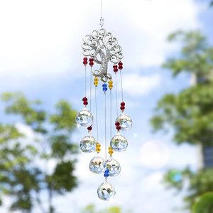 Garden Decorations HD Crystal Ball Suncatcher Rainbow Maker Hanging Hängen med Metal Tree of Life for Home Porch Window Decor