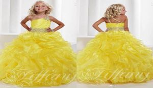 Yeni bir omuz sarı organza balo elbisesi prenses kanadonlu çiçekler resmi elbise glitz kız039s yarışma elbisesi2713310