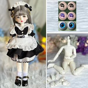 1/6 BJD Doll mode 30 cm full set Princess Doll med 3 par Eyes Kids Girls Doll Toy Gift Open Head 240202