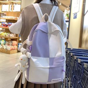 School Bags Fashion Color Block Middle Students Schoolbag Teen Girls Large Capacity High Quality Travel Backpack Cute