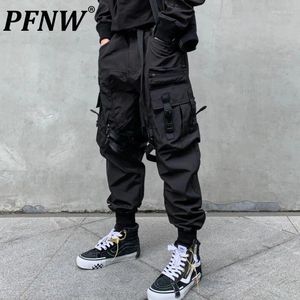 Men's Pants PFNW Autumn Spring Tide Chic Darkwear Style Overalls Fashion Loose Casual Pockets Cargo 12A5578