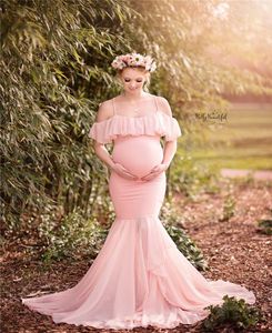 Vestidos extravagantes para gravidez, sereia, trompete, sem alças, adereços para maternidade, mulheres grávidas, chá de bebê, vestido 4367548