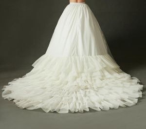 Wysokiej jakości pociąg z kości słoniowej do ślubnej sukienki ślubnej Elastyczna talia Petticoat Ruffles Katedra