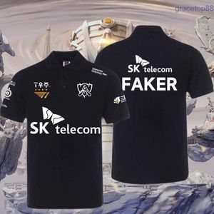 Be36 Men's Polos Skt T1 Esports Team Clothing Print League of Legends Faker T-shirts Fashion Streetwear Oversized Polo Shirt Homme Short-sleeved