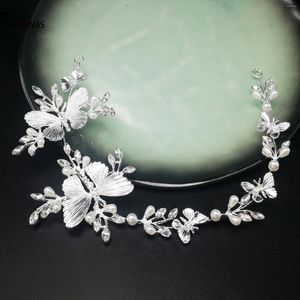 Hair Clips Wedding Bridal Butterfly Pearl Headband Hairband Tiara For Women Bride Party Queen Accessories Jewelry Gift