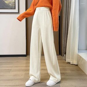 Leggings femininas chenille calças de perna larga casual chão arrastando veludo 2024 outono/winte cintura alta tubo reto grande