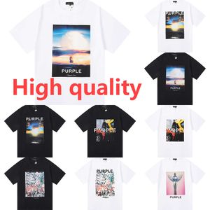 Street Trend Purple Printed Brands 2024SS High Quality Cotton Loose Casual Classic Fashion Short Sleeved T-shirt för män och kvinnor vår sommar