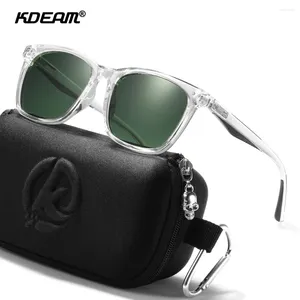 Sunglasses KDEAM Men's Square Polarized Lens TR90 Material Frame Spring Stainless Steel Hinges Fishing Sun Glasses KD393