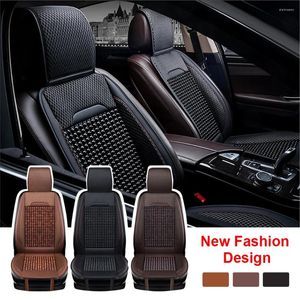 Car Seat Covers Universal Breathable Summer Cooling Beads Leather Bamboo Comfortable Auto Front Cushion Protector