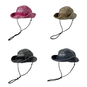 Bergsklättring hatt herrar och kvinnors vintage tvättad bomull broderad fiskare hatt utomhus solskydd västerländsk cowboy hatt 240127
