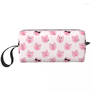 Borse per cosmetici Borsa per trucco grande per animali di maiale carino cartone animato rosa Custodia impermeabile da viaggio per le donne