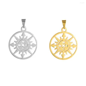 Charms 5pcs/Lot Stainless Steel Compass Charm Pendants Wholesale Diy Necklace Accessories For Jewelry Making Supplies