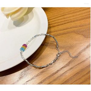 Bracciali a maglie JanYee 2024 carino perline colorate catena Europa con gioielli di moda alla moda braccialetto regolabile per le donne regalo ragazza B22046