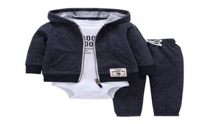 Baby Boy Girl Clothes Set Cotton Lång ärm Huva Jacket Pant Rompers New Born Infant Toddler Outfits Unisex Nyfödda kläder Y25984237