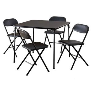 Cosco Outdoor Furniture 5-Piece Card Table Set Black Folding Table Portable Foldbar Tabell 240124