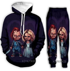 NOWOŚĆ MĘŻCZYZN/Women Horror Chucky Funny 3D Print Modne Utwory Hip Hop Pants + Hoodies Tracksuit Sets RA74