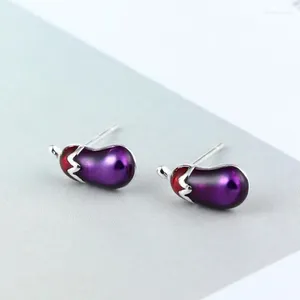 Ohrstecker Trendy Silber Farbe Lila Aubergine Emaille Niedlich Einfach Für Frauen Mädchen Geschenk Modeschmuck Dropship Großhandel