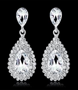 Świecące kryształy modowe Kolczyki Drogone Długie krople kolczyki dla kobiet prezent ślubny biżuterii ślubnej dla druhen BW0097636211