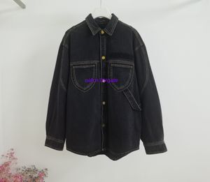 24SS Paris Itlay Chude Umyj czarna szara dżinsowa kurtka Pocket Expossed Designer Purple Jeans Casual Street Fashion Pocket Warm Pare Coat 955