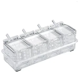 Table Mats Transparent Seasoning Box Set Kitchen Household Container (White) Multi-Purpose High-Quality Economical Convenient