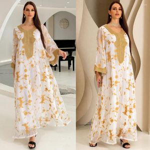 Etniska kläder Fashion Women Muslim Maxi Dress 2024 Ramadan Islamic Jalabiya Eid Mubarak Kaftan Dubai Turkiet Abaya Robe Evening Gown Caftan