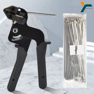 Cable Ties Plier Fastening Strap Cutting Tool Cutter Tension Automatic Zip Gun 304 Stainless Steel Locking Tie Hand Wrap 240123