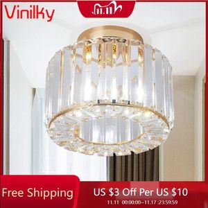 Takljus Modern Crystal Light Flush Mount Chandeliers Lamp Led Bedroom Corridor Entrance Lighting Fixtures E27 Gold Black