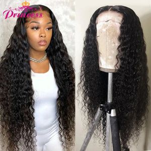 Princess 134136 HD Transparent Lace Front Human Hair Wigs PrePlucked Brazilian Deep Wave Lace Frontal Wig with Baby Hair 240118
