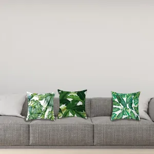 Pillow Tropical Palm Leaf Pillowcase Green Plant Pattern Throw Pillowcases For Home Decoration Set Of 4 Zipper 18x18