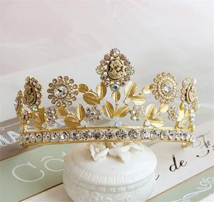 Евраамериканское барокко, винтажное золотое свадебное украшение со стразами, корона, тиара, повязка на голову, повязка на голову, украшения для головы, головной убор, аксессуары для волос P6765146