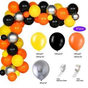 Konstruktionsfödelsedagsfest dekorationer ballonger Arch Black Yellow Orange Metal Silver Birthday Balloons Party Decor Baby Shower 240130