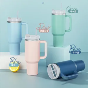 Water Bottles 304 Stainless Steel 40oz With Handle Thermal Mug Double Layer Vacuum Straw Cup Car Insulation And Cooling