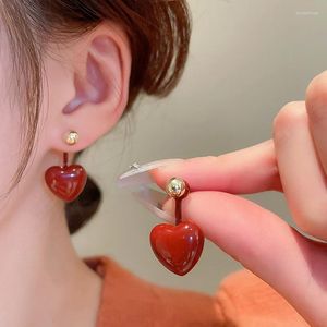 Stud Earrings French Sweet Romantic Elegant Heart For Women Girls 20243 Fashion Jewelry Delicate Accessories Young