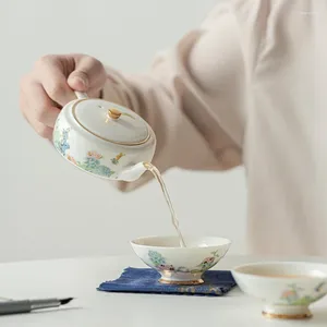 Teaware set vit porslin snabb kopp en kruka två koppar tekanna härlig delikat utomhus reser keramisk te bärbar uppsättning med förvaringspåse