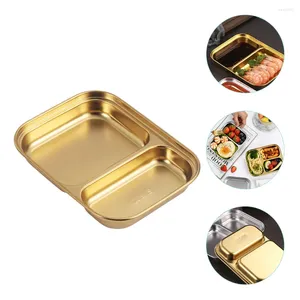 Dinnerware Sets Compartment Lunch Box Household Tableware Flatware Divided Dish Stainless Steel Plate Tray Seasoning