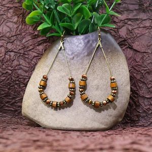 Dangle Earrings Vintage Wooden Beaded Crystal For Women Ethnic Long Water Drop Antique Gold Color Jhumka Jewelry Gift