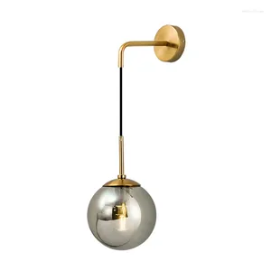 Vägglampa modern glas boll sconce led sovrum ljus fixtur för heminredning nordisk foajé vardagsrumskorridor armatur E27