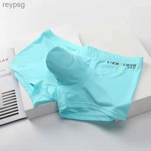 Unterhosen Sexy Männer Unterwäsche Boxer Eis Seide Sexi für Jungen Mann U Convex Big Bag Atmungsaktive Bulge Shorts Nylon Sommer pounch Höschen Set YQ240214