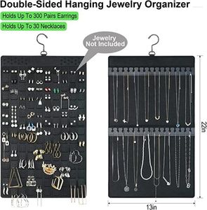 Jewelry Pouches 150 Pocket Necklace Bracelet Earring Hanging Accessories Double Sided Display Wardrobe Organizer Storage Transparent Bag