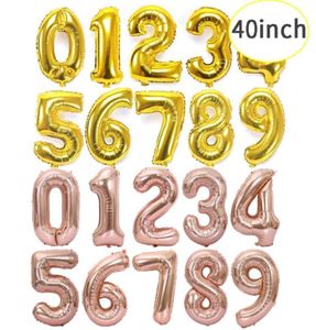 40 tum Helium Air Balloon Fly Up Number Shaped Gold Silver Rose Golden Uppblåsbar ballongs födelsedag bröllopsfest dekoration3012883