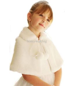 Elfenben Vit Flower Girls Wedding Party Wraps In Stock Billiga faux päls Fall Winter Capes rycker Sjal Boleros 9090314