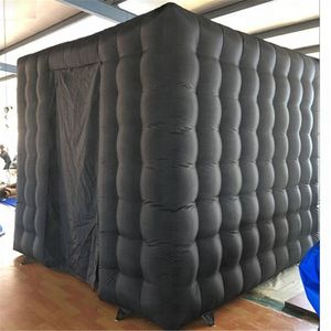 5x5x3mH (16.5x16.5x10ft) Tenda da matrimonio nera all'ingrosso gonfiabile per cabine fotografiche fondale cabina personalizzata chiosco 2 porte mostra casa per feste con ventilatore interno