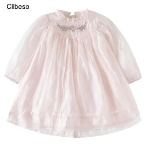 2024 Clibeso Princess Embroidery Dress for Girls Spring Auturn Children Boutique Design Embroidered Dress closhes 12m5y 240126