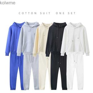 Kvinnors tvådelade byxor 2022 Spring Pure Cotton Casual Sports Womens Two-Piece Suit kan anpassas huva långärmad hoodie + långa löpande byxor YQ240214