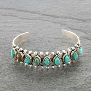 Link Bracelets Charm Female Green Turquoise Stone Bracelet Bangle Silver Color Geometric Elegant Oval Wedding For Women